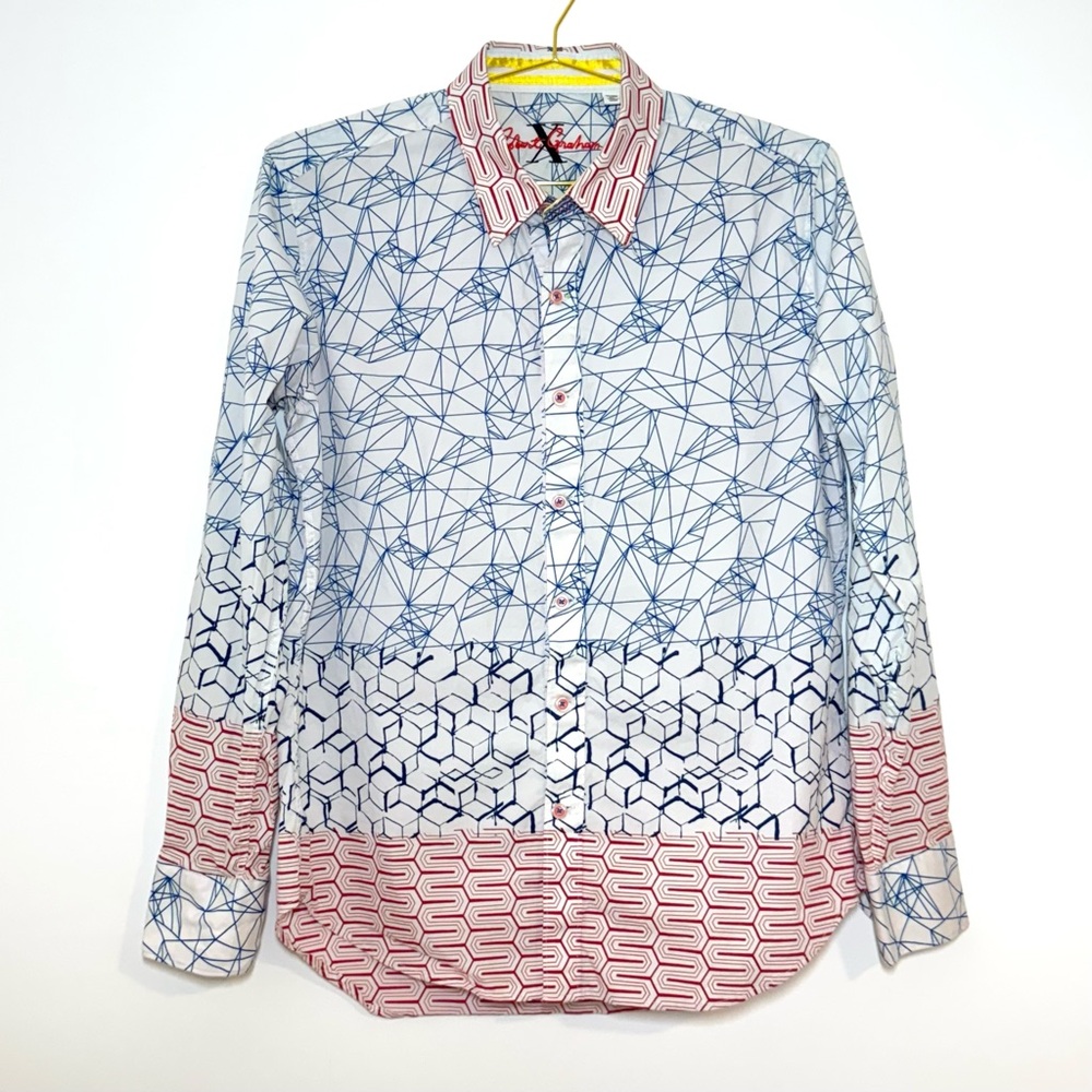 Robert Graham Men’s Long Sleeve Abstract Geometric Button Down Shirt Size Medium